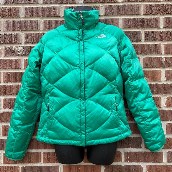 The North Face Women's Size Small 550 Puffer Aconcagua Full Zip Green Jacket - Picture 1 of 9